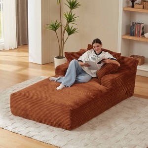 AENKYO Oversized Sleeper Sofa Bed & Cloud Lounge Chair, 2 Pillows Corduroy Upholstered Sofa No Assembly Required for Living Room - 1 of 4