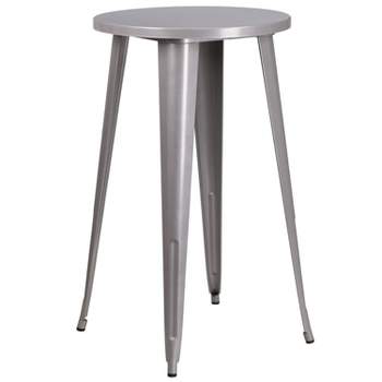 Merrick Lane Round Bar Height Patio Table with Powder Coated Galvanized Steel Frame for Indoor and Outdoor Use