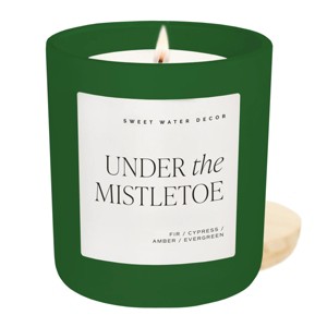 Sweet Water Decor Under the Mistletoe 15oz Green Matte Jar Soy Candle - 1 of 3