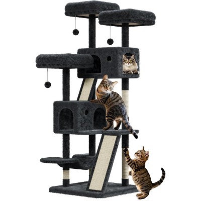 66" Multi-Level Cat Tree w/Sisal Scratching Posts, Condos, Hammock & Perch – Durable Tower for Multiple Cats