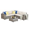 Marlton 6pc Wicker Outdoor Patio Furniture Set Conversation Sofa Sectional with a Table and Cushions - 2 of 4