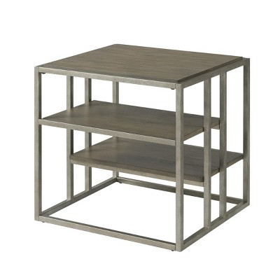 Syemin End Tables Two-tier Storage Shelf Small Side Table Tall Nightstand for Living Room End Table with Shelf for Small Space, Brown, 22"*24"*24"