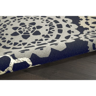 Rare Jewels Medallion Black Synthetic 7'9" x 10'10" Indoor/Outdoor Rug