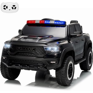 Jojoka 12V Licensed RAM 2-Seater Kids Ride On Police Truck, Electric Car w/ Remote, 3 Speeds, Suspension, LED Lights & Music - 1 of 4