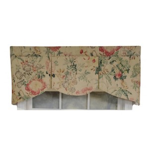 RLF Home 3" Rod Pocket High Quality Fabric Hortencia Mandy Valance for Windows 50" x 17" Beige - 1 of 4