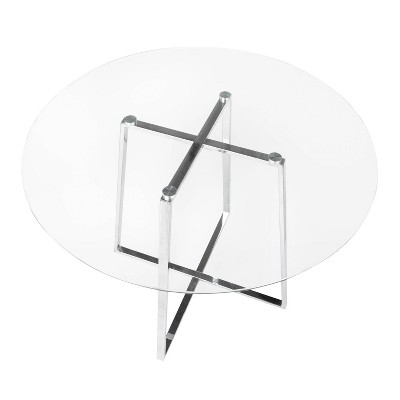 Cosmo 39.5" Chrome and Clear Glass Round Dining Table
