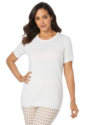 Jessica London Women's Plus Size Fine Gauge Crewneck Shell