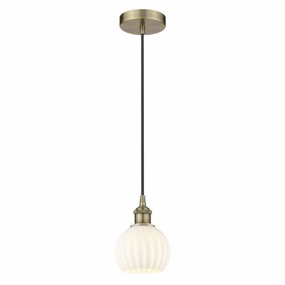 White Venetian - 1 Light Cord Hung Mini Pendant In Modern Style-8 Inches Tall and 6 Inches Wide