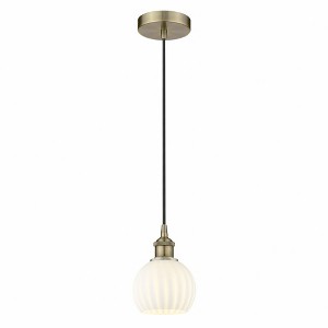 White Venetian - 1 Light Cord Hung Mini Pendant In Modern Style-8 Inches Tall and 6 Inches Wide - 1 of 1
