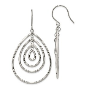 Chisel Stainless Steel Polished Dangle Earrings with Shepherd Hook - 1 of 4