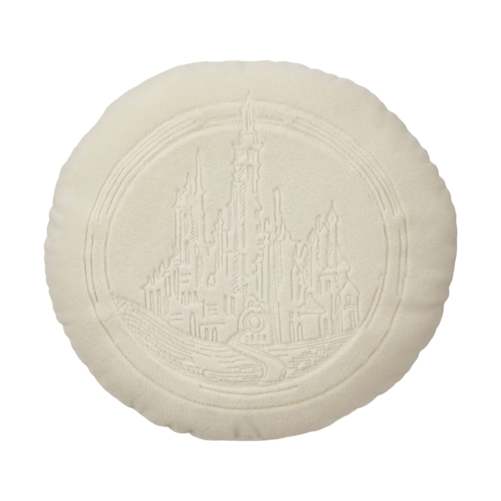 Wicked: For Good x Katie Kime Emerald City Faux Fur Round Throw Pillow Cream