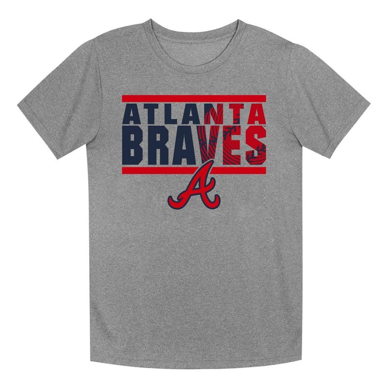 MLB Atlanta Braves Boys&#39; Gray Poly T-Shirt, 1 of 2