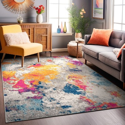 Bohemian Bliss Abstract Multi-Color Synthetic Area Rug 3'3"x5'