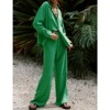 Women's Casual Lounge Sets 2 Piece Outfits Long Sleeve Wide Leg Pants Button Down Shirt Sets - 2 of 4