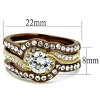 Slickblue Women's 3-Piece Ring Set – CZ Halo Center with Gold & Light Brown Bands, Stainless Steel, Size 5–10 - 2 of 4