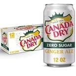 Canada Dry Zero Sugar Ginger Ale Soda - 12pk/12 fl oz Cans