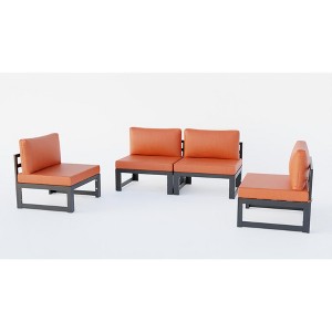 LeisureMod Chelsea 4-Piece Outdoor Patio Sectional Set – Black Powder-Coated Aluminum, Cushions, Weather-Resistant - 1 of 4