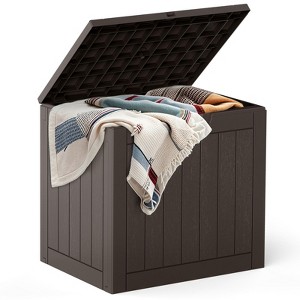 Maggift Deck Box, Outdoor Storage Box, Patio Gardening Tools, Water and UV Resistant for Patio, Garden, Lawn, Brown, 22.1"*17.1"*20.9" - 1 of 4