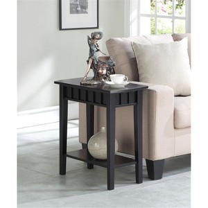 HomeStock Belmont End Table with Shelf and Diamond-Shaped Top, Two Tier Rubberwood Storage Accent Table for Living Room or Entryway - 1 of 4
