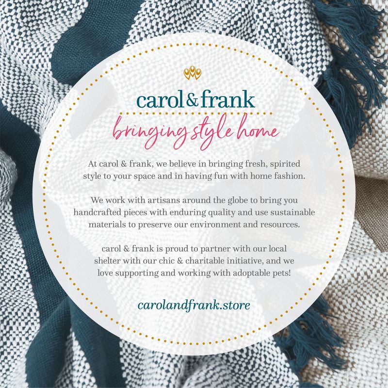 carol & frank 22" x 22" Llama Boho Blue Multicolor Cotton Decor Throw Pillow Cover And Insert Set, 4 of 5
