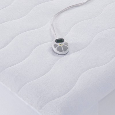 Full White Plush Heated Mattress Pad with 10 Heat Settings