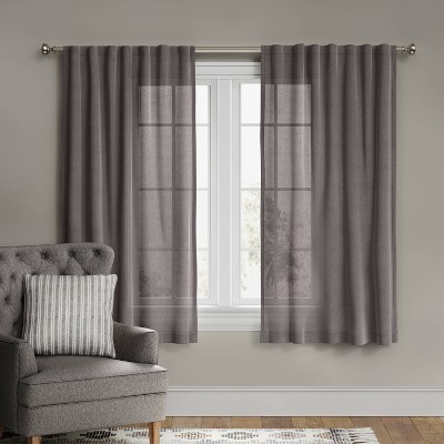 63"x54" Linen Light Filtering Curtain Panel Gray - Threshold™