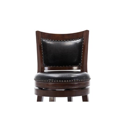 Bristol 24" Cappuccino Leather Swivel Counter Stool with Brass Accents