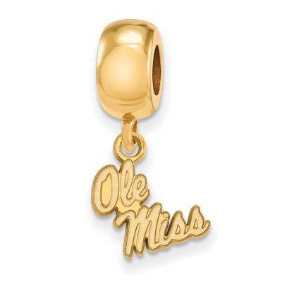 Black Bow Jewelry 14k Yellow Gold Plated Sterling Silver Mississippi Rebels NCAA Bead Charm