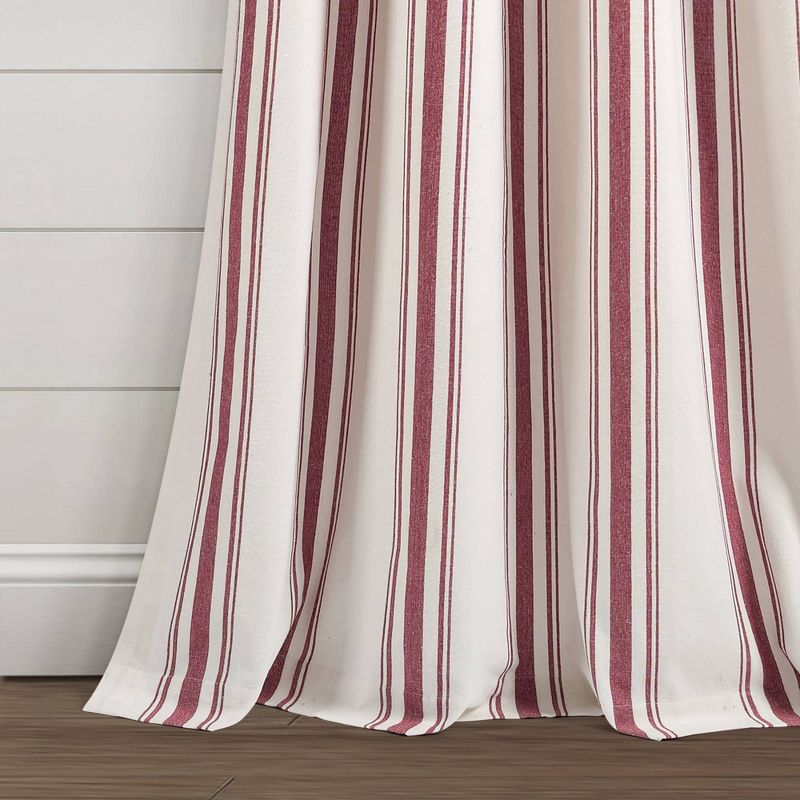 Set of 2 (84"x42") Farmhouse Striped Yarn Dyed Eco-Friendly Recycled Cotton Window Curtain Panels - Lush Décor, 5 of 9