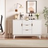 Large Fluted Buffet Cabinet with Storage, 47.2" Modern Sideboard Buffet, Wood Farmhouse Coffee Bar Kitchen Storage Cabinet with 3 Drawers - 3 of 4