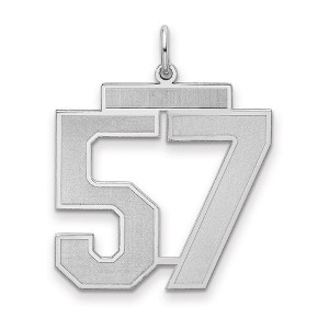 Black Bow Jewelry Sterling Silver, Jersey Collection, Large Number 57 Pendant - 1 of 4