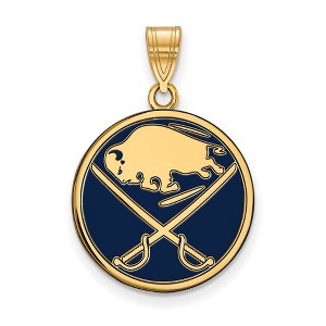 Black Bow Jewelry 14k Yellow Gold Plated Sterling Silver Buffalo Sabres NHL Large Pendant - 1 of 3