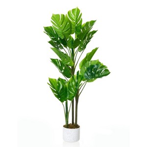 3.6FT Artificial Monstera Deliciosa Plant in Pot, Faux Tropical Palm Tree with 16 Leaves for Indoor & Outdoor Decor - 1 of 4