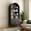 AOBABO Metal Arched Bookcase, Modern Freestanding Arch Kitchen Pantry Cabinets for Home Office Bookshelf Living Room - 4 of 4