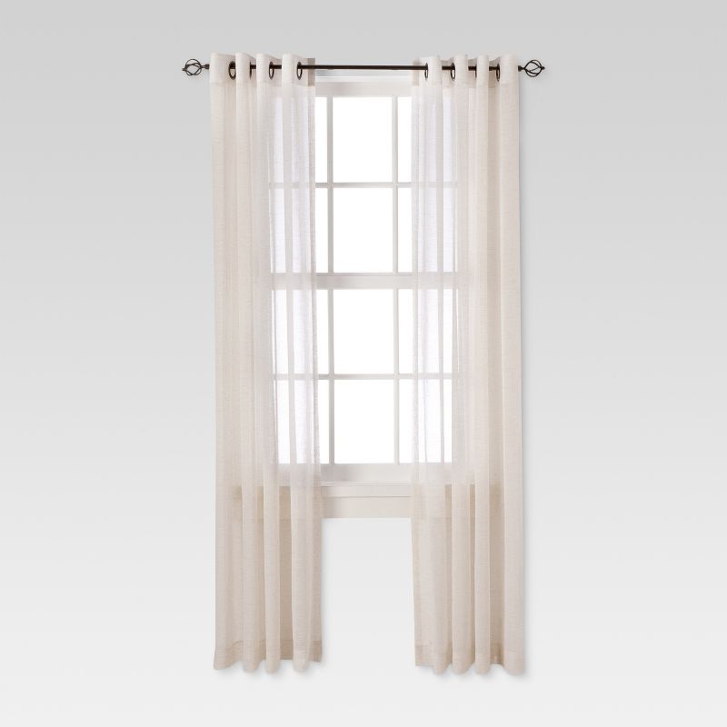 84&#34;x54&#34; Linen Grommet Sheer Curtain Panel Natural - Threshold&#8482;, 1 of 5