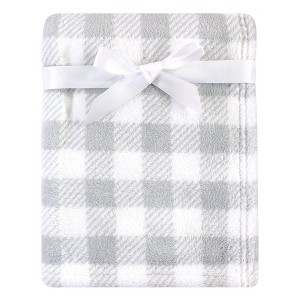 Luvable Friends Baby Coral Fleece Blanket, Grey Plaid, One Size - 1 of 2