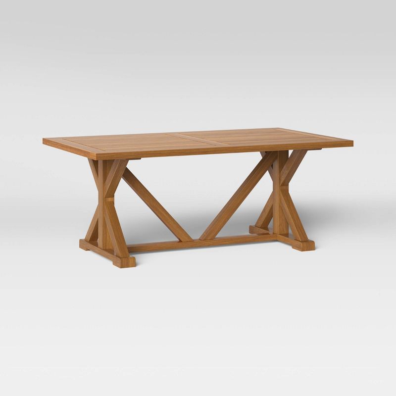 Wood Rectangle Morie Farmhouse Outdoor Patio Dining Table Brown - Threshold&#8482;, 4 of 8