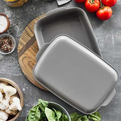 Gray Aluminum Nonstick Rectangular Baking Pan with Lid