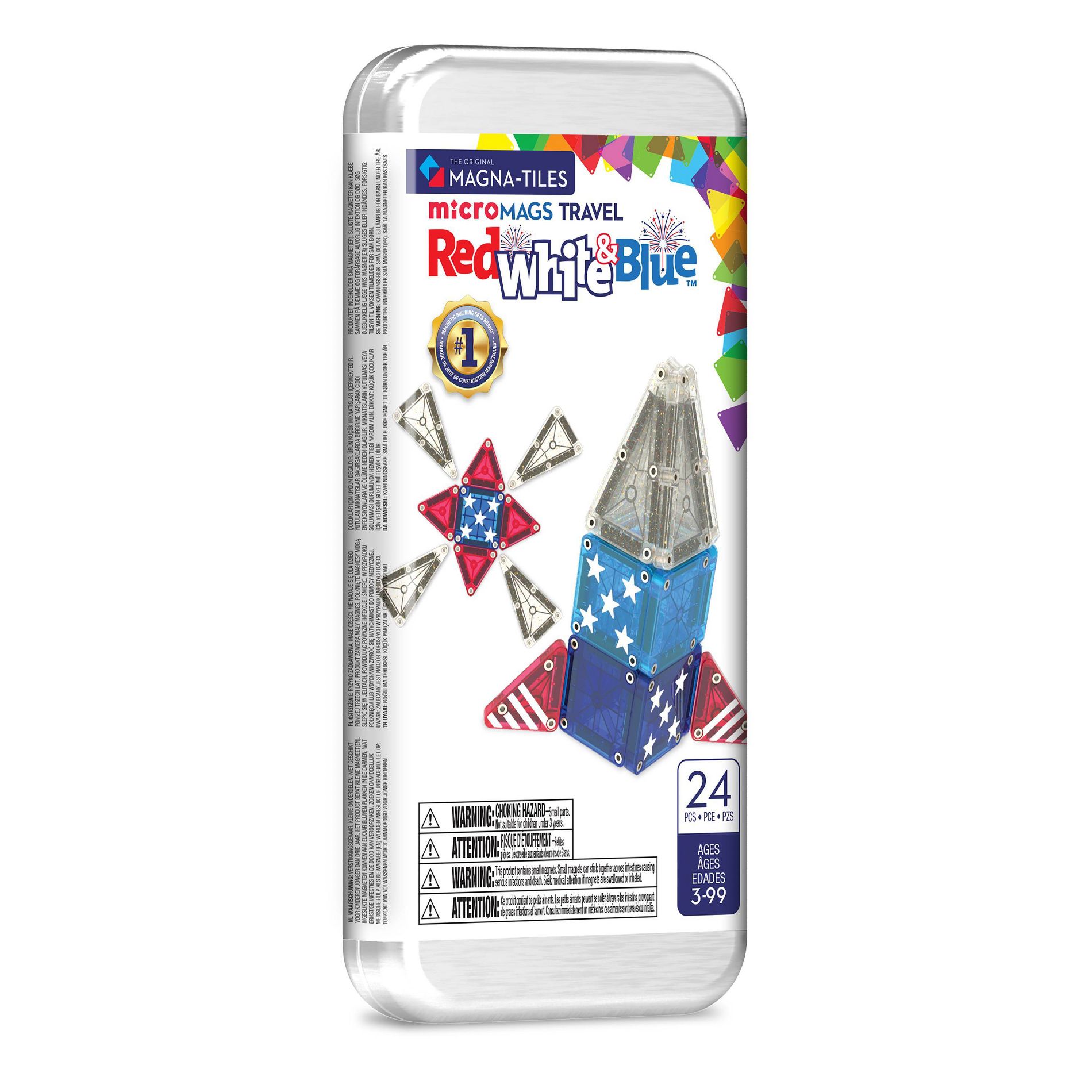 MAGNA-TILES MicroMAGS Travel Set - Red White and Blue