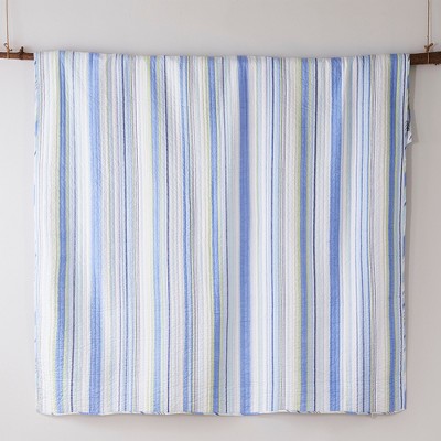 Catalina Blue and Green Cotton Coastal Full/Queen Quilt Set