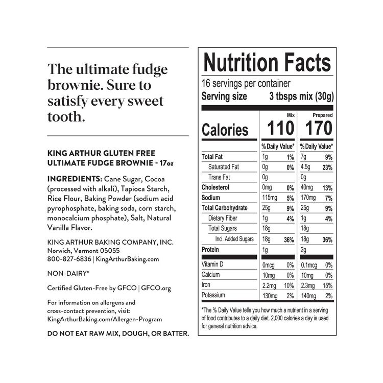King Arthur Gluten Free Fudge Brownie Mix - 17oz, 5 of 5