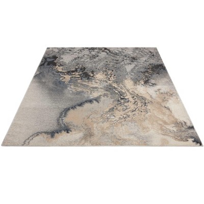 Extra Large Gray Abstract Synthetic Area Rug 9' x 12'