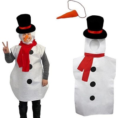 4E’s Novelty Snowman Costume Adult One-Piece for Men & Women,  Includes Carrot Nose & Hat, Perfect for Snowman Costume Adult for Holiday Parties