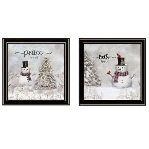 2Piece Vignette Winter Peace On Earth Black Framed Wall Art for Living Room, Holiday Wall Art Print for Home Decor, Bedroom Wall Art by RobinLee Viera - 1 of 4