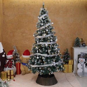 7.5ft Lighted Green White Christmas Tree with Silver  Ornaments Outdoor Indoor Decoration - 1 of 1