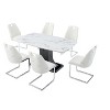 Gulches 63" Modern Dining Table, White Granite-Look MDF Top with Black X-Pedestal, 4-6 Seater for Contemporary Kitchen/Dining Room - 4 of 4