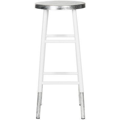 Kenzie 30" White and Silver Iron Bar Stool