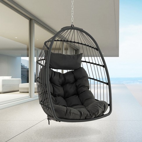 Hanging egg chair discount with cushion and stand