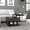 FURNIinspire Lift Up Coffee Tables Modern Wooden Conversation Table Center Table Living Room Table With Shelf, Espresso Brown, 21.6"*19.6"*15.3" - 2 of 4
