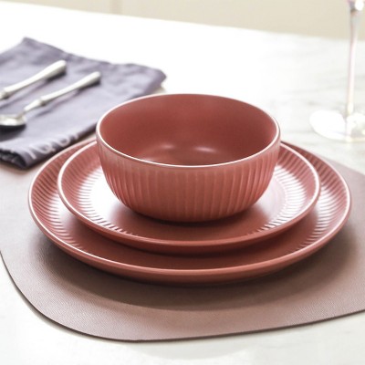 Terracotta Ceramic 12-Piece Dinnerware Set, Service for 4